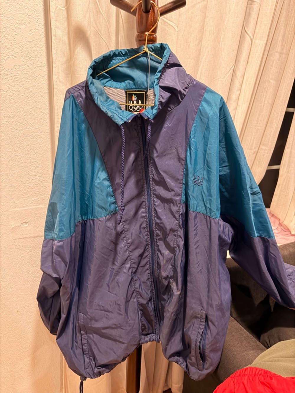 90’s Vintage USA Olympics Blue & Teal Colorblock Windbreaker